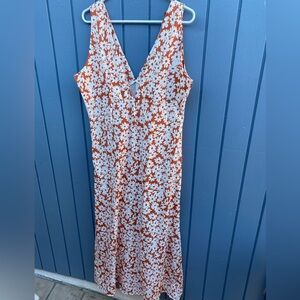 Floral Sleeveless Dress in Orange and White